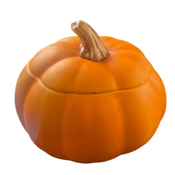 Telefloraa Gift Orange Pumpkin Cookie, Candy Jar with Lid Ceramic 7"x 5.5" - Picture 2 of 10